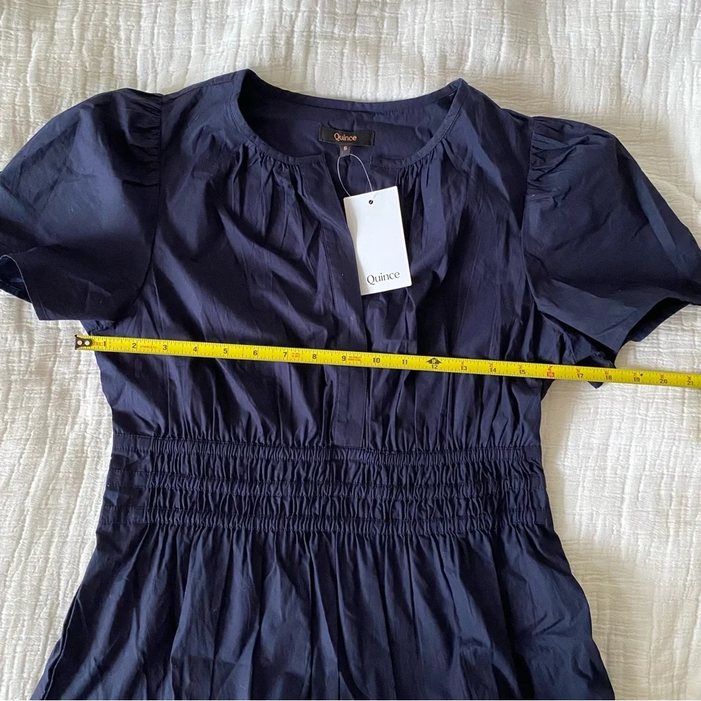 NEW Quince 100% Organic Cotton Poplin Tiered V-Neck Short Sleeve Maxi Dress sz S - Picture 11 of 13